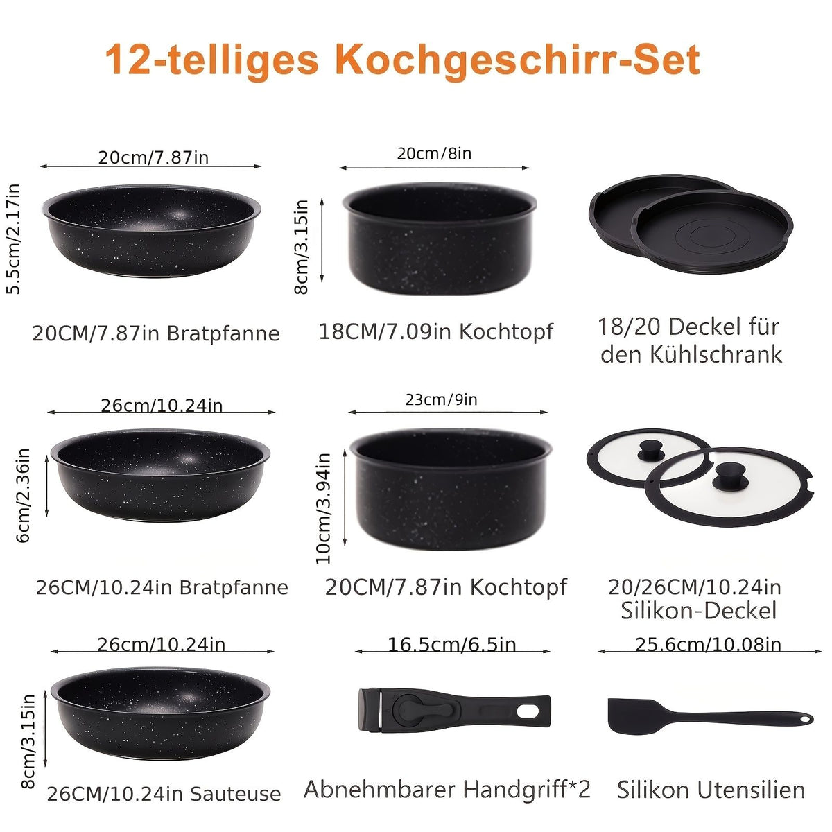 12pcs Camping Cookware Set, 2 Colors Nonstick Pots And Pans, PFAS-Free Ceramic Coating, Space-Saving Detachable Handle, Campfire & Induction Safe, Portable Mess Kit For RV, Backpacking, And Outdoor Co