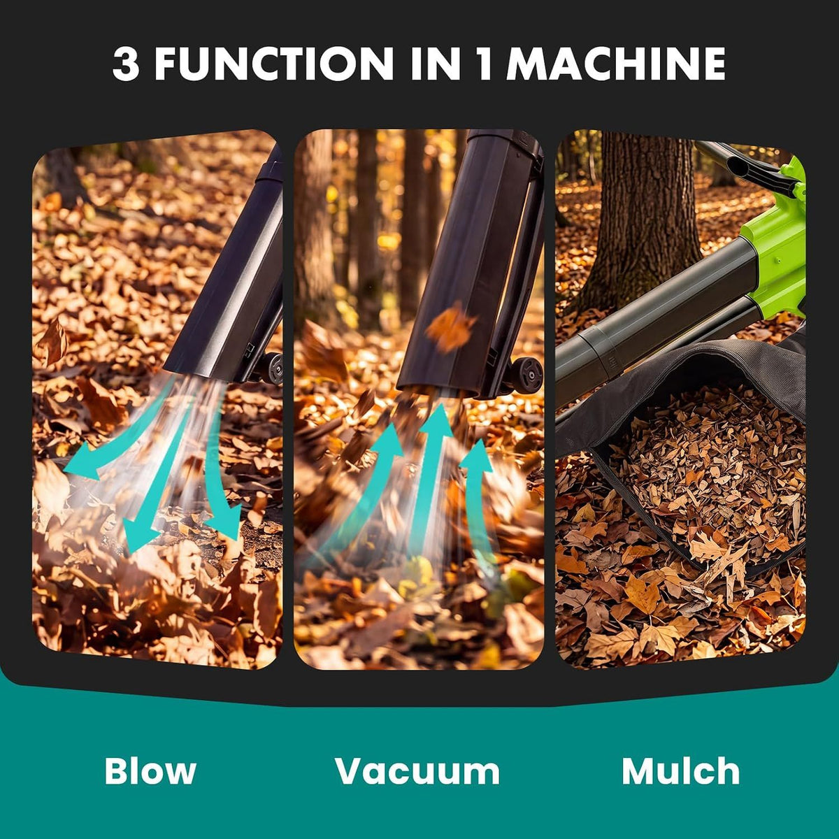 3-in-1 Corded Leaf Blower, Vacuum And Mulcher, 500 CFM 167 MPH Electric Yard Cleaner with 10.57gal Collection Bag