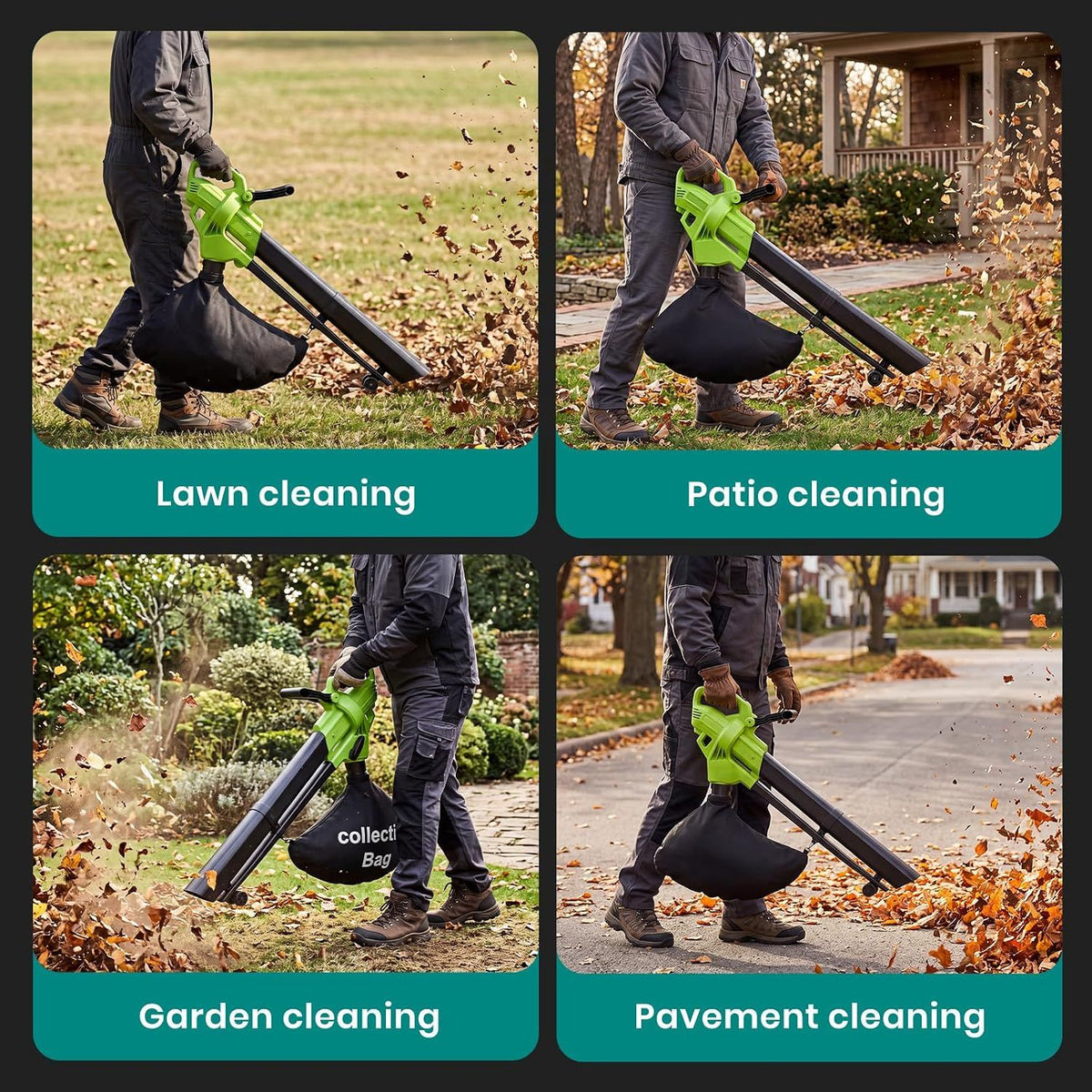 3-in-1 Corded Leaf Blower, Vacuum And Mulcher, 500 CFM 167 MPH Electric Yard Cleaner with 10.57gal Collection Bag