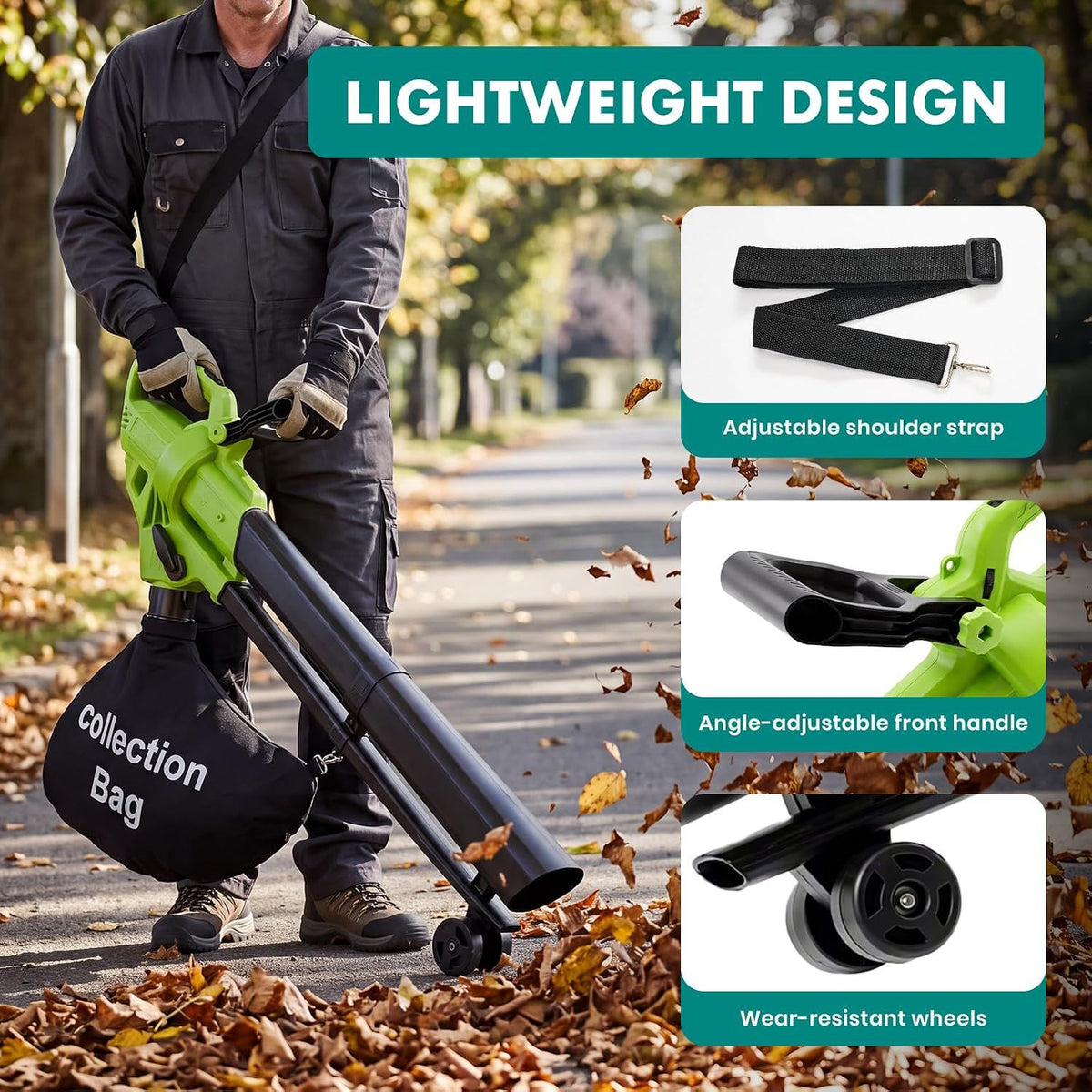 3-in-1 Corded Leaf Blower, Vacuum And Mulcher, 500 CFM 167 MPH Electric Yard Cleaner with 10.57gal Collection Bag
