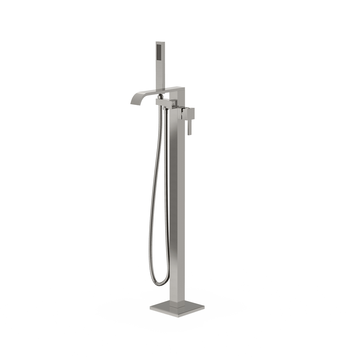 Freestanding Bathtub Faucet Brass Tub Filler Brushed Nickel Floor Mount Faucets Brass Single Handle with Single Hand Shower Export Trade CUPC Certified