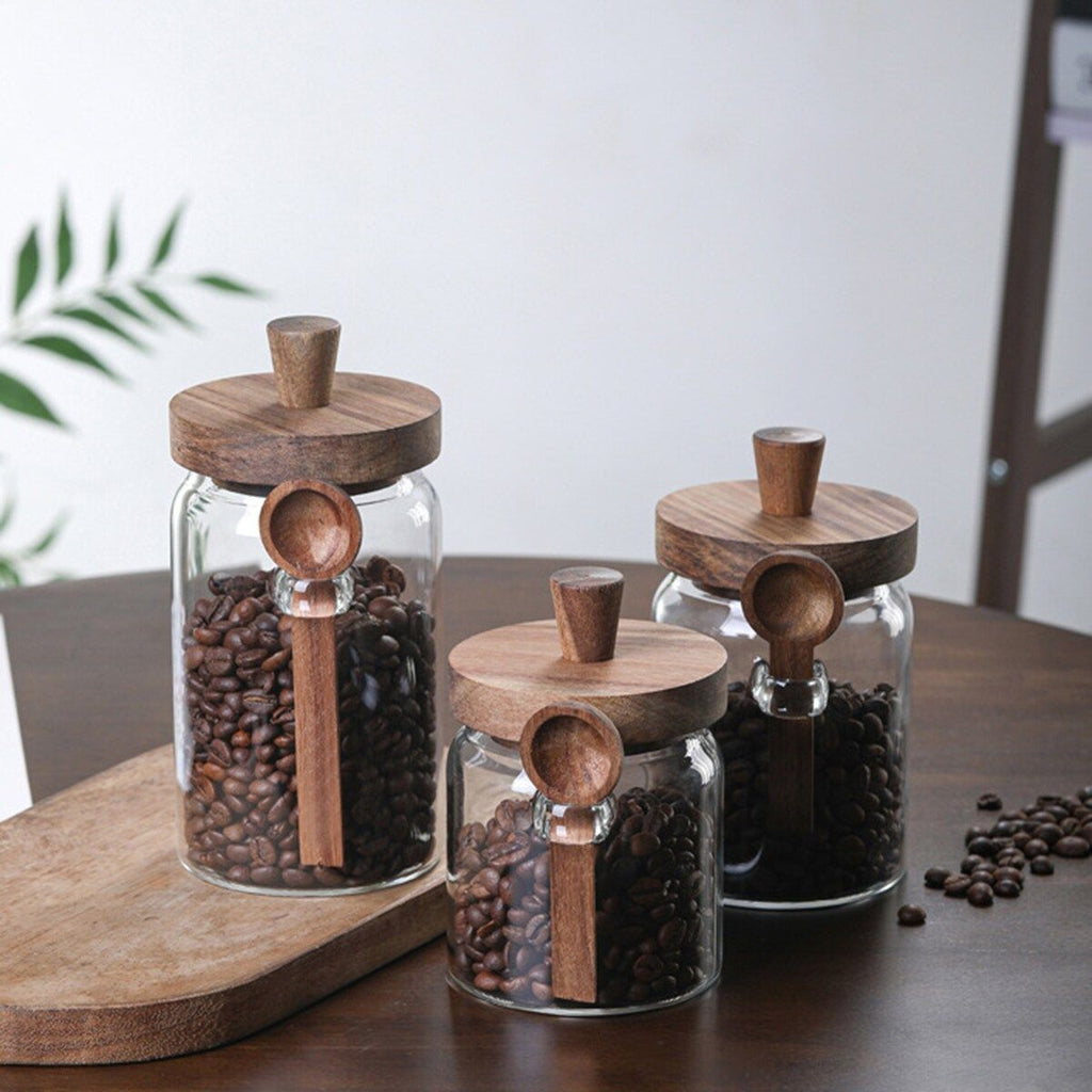 1 Pcs 18.5 OZ Glass Coffee Jars with Spoons, Candy Jars, Biscuit Jars, Storage Jars, Tea Jars, Snack Jars, Seasoning Jars, Salt Jars, Pepper Jars