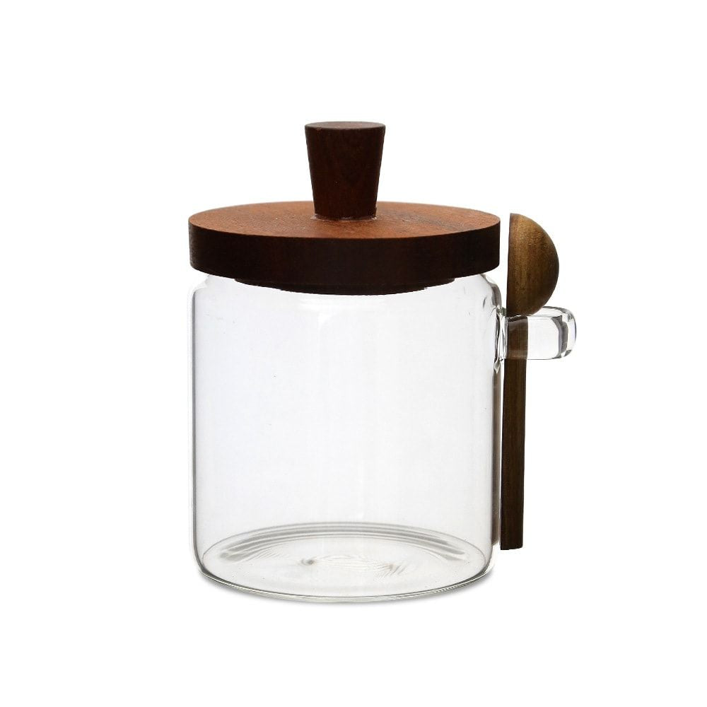 1 Pcs 18.5 OZ Glass Coffee Jars with Spoons, Candy Jars, Biscuit Jars, Storage Jars, Tea Jars, Snack Jars, Seasoning Jars, Salt Jars, Pepper Jars