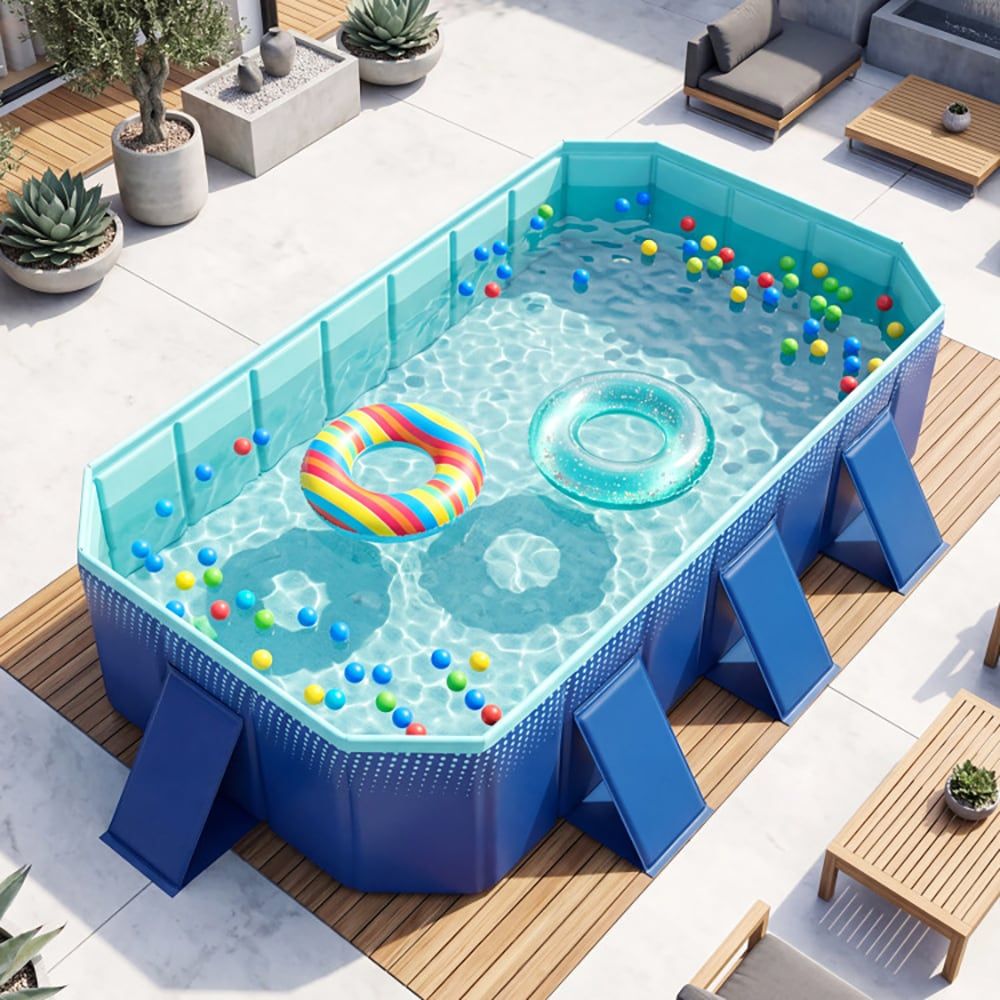 Non-Inflatable Swimming Pool Portable Around Ground Pool with 24 Wall Panels
