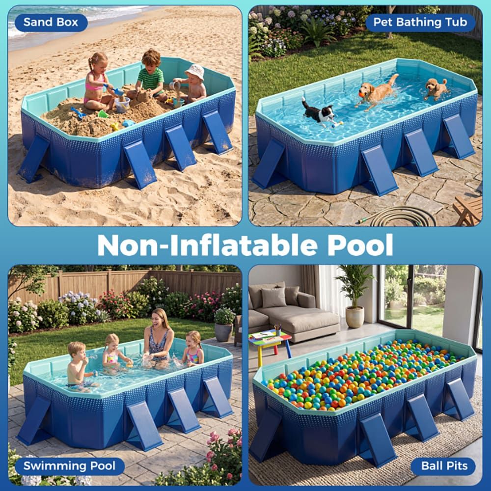 Non-Inflatable Swimming Pool Portable Around Ground Pool with 24 Wall Panels