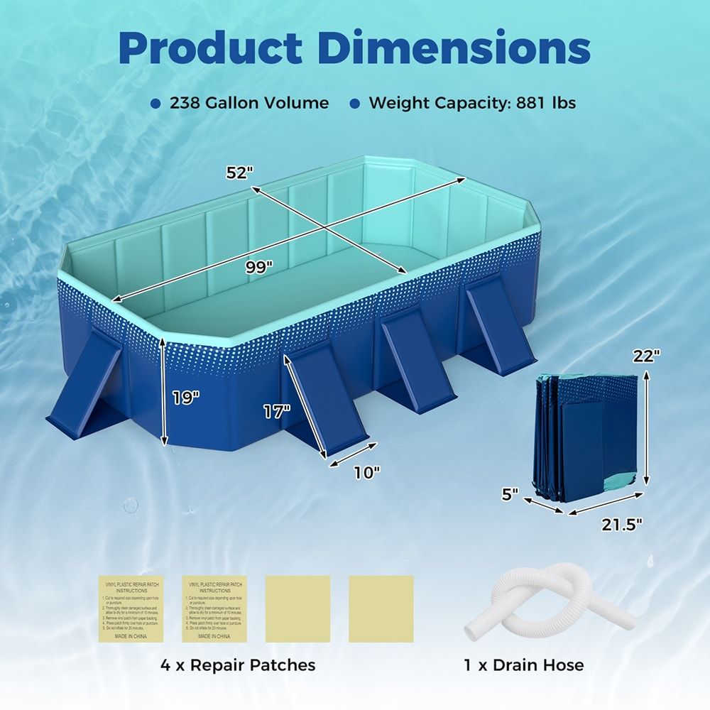 Non-Inflatable Swimming Pool Portable Around Ground Pool with 24 Wall Panels