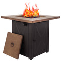 28 Inch Gas Fire Pit with Wood Table - Mocha