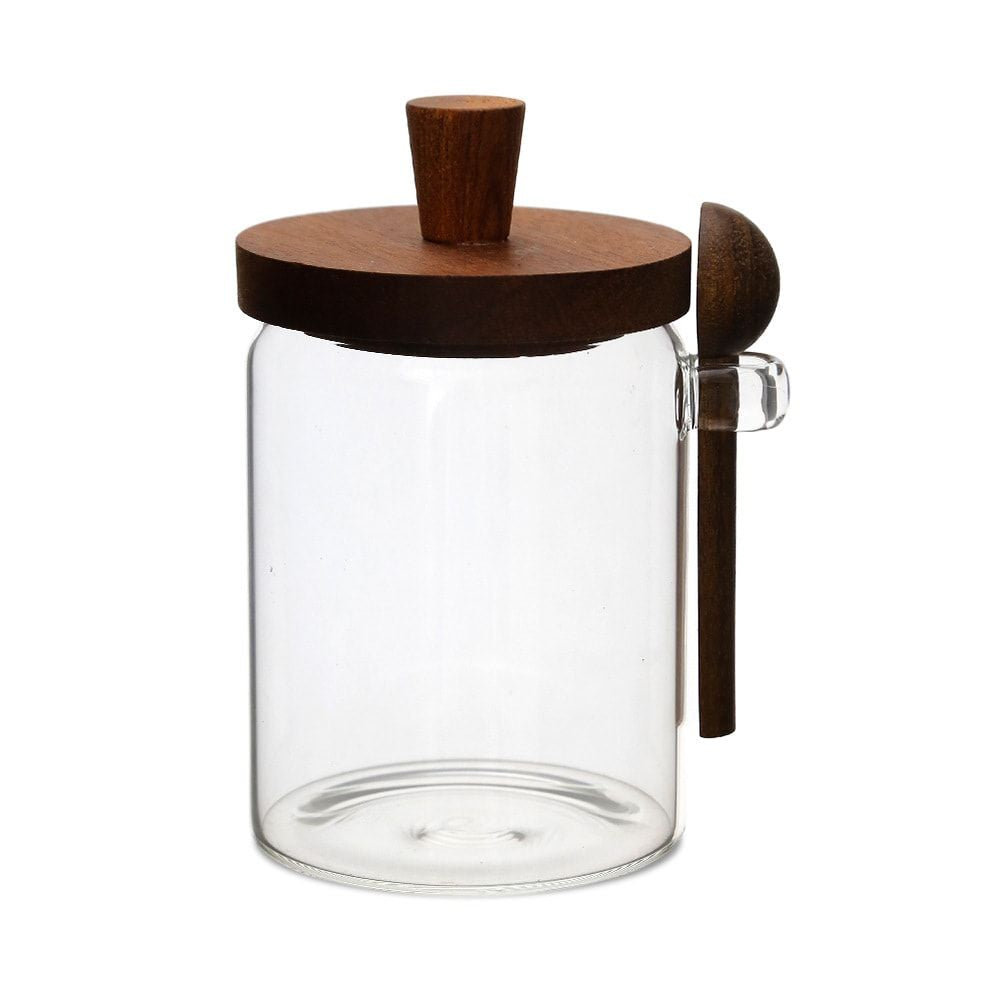 1 Pcs 15 OZ Glass Coffee Jars with Spoons, Candy Jars, Biscuit Jars, Storage Jars, Tea Jars, Snack Jars, Seasoning Jars, Salt Jars, Pepper Jars