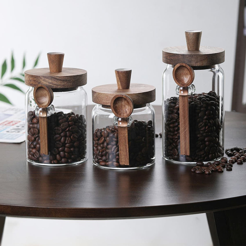 1 Pcs 15 OZ Glass Coffee Jars with Spoons, Candy Jars, Biscuit Jars, Storage Jars, Tea Jars, Snack Jars, Seasoning Jars, Salt Jars, Pepper Jars