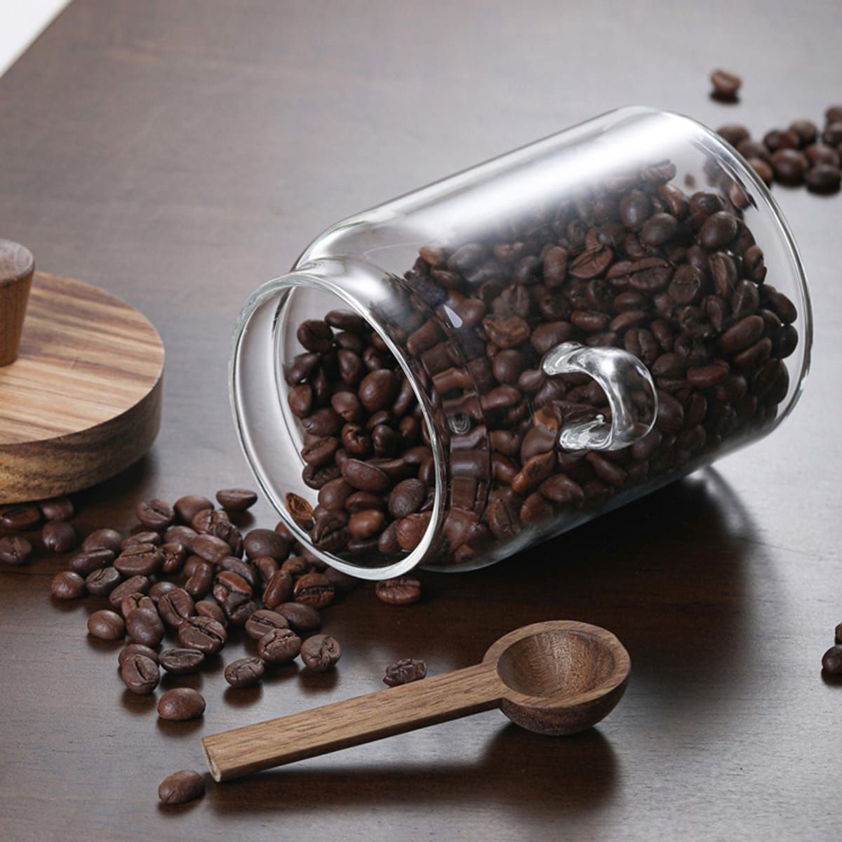 1 Pcs 15 OZ Glass Coffee Jars with Spoons, Candy Jars, Biscuit Jars, Storage Jars, Tea Jars, Snack Jars, Seasoning Jars, Salt Jars, Pepper Jars
