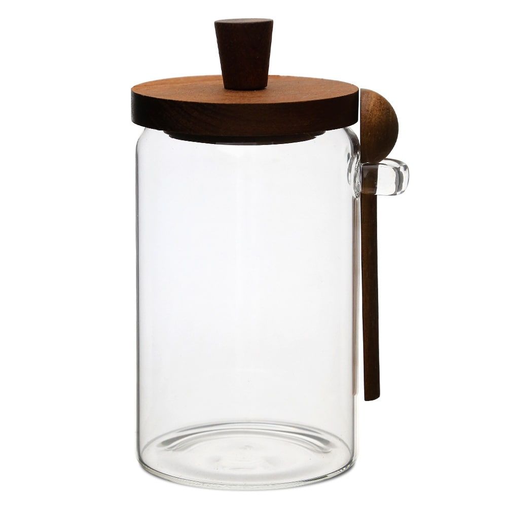 1 Pcs 15 OZ Glass Coffee Jars with Spoons, Candy Jars, Biscuit Jars, Storage Jars, Tea Jars, Snack Jars, Seasoning Jars, Salt Jars, Pepper Jars