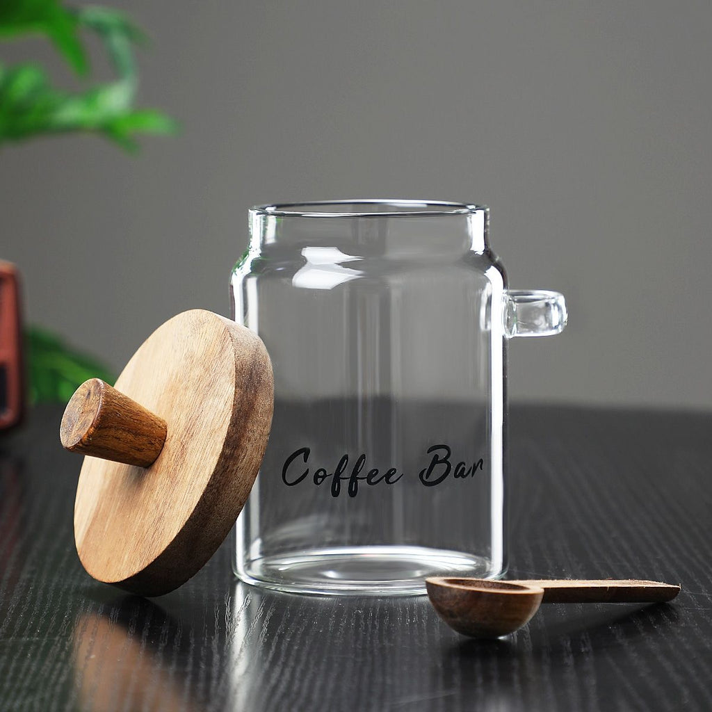 1 Pcs 18.5 OZ Glass Coffee Jars With Spoons, Candy Jars, Biscuit Jars, Storage Jars, Tea Jars, Snack Jars, Seasoning Jars, Salt Jars, Pepper Jars