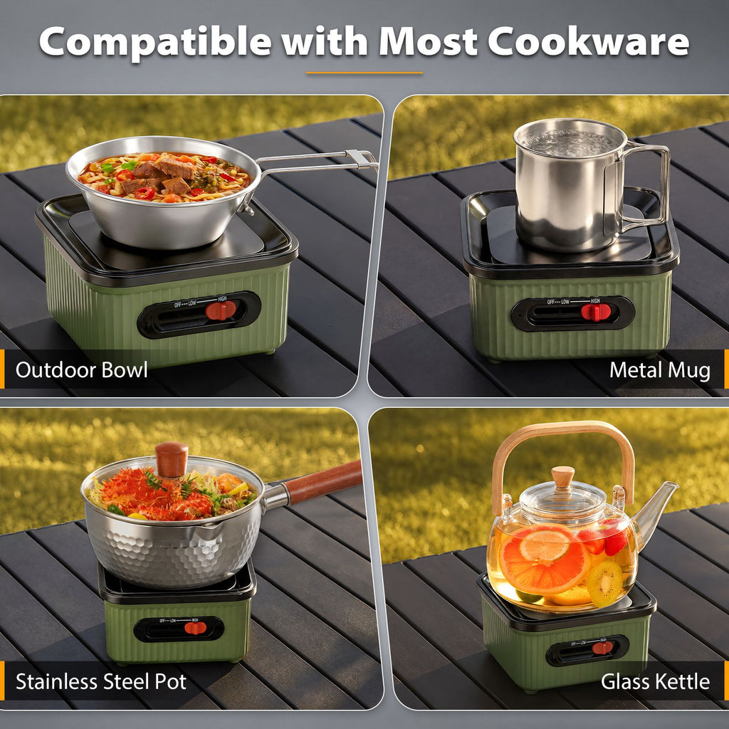 Electric Hot Pot, Portable 1.3L Multi-Cooker with Cookware Set