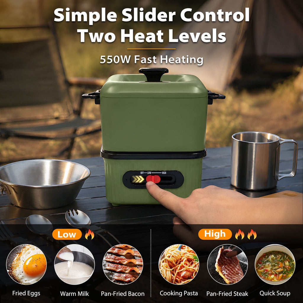 Electric Hot Pot, Portable 1.3L Multi-Cooker with Cookware Set