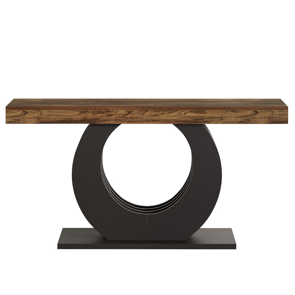 Console Table, Rustic Sofa Table Entryway Table with Circle Base