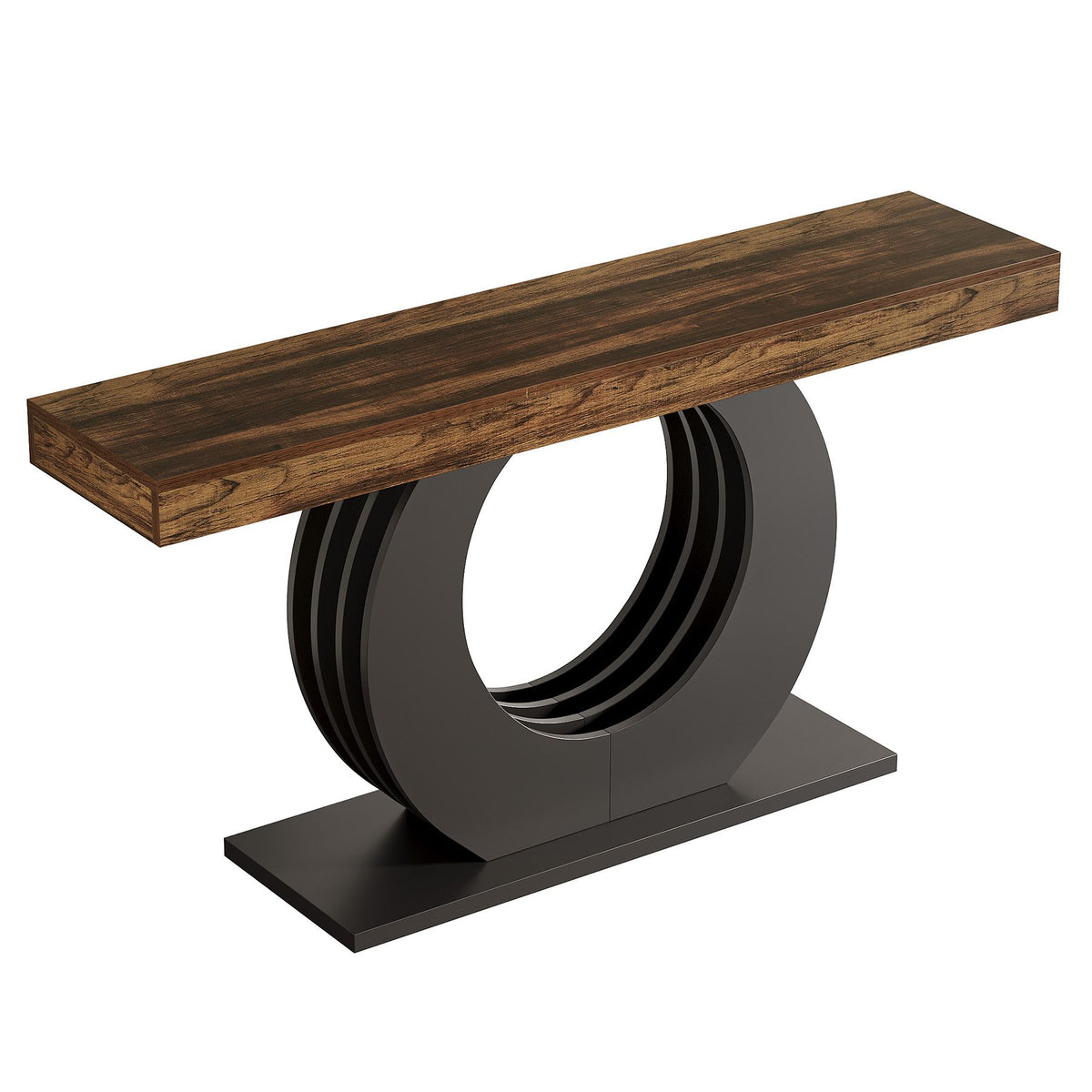 Console Table, Rustic Sofa Table Entryway Table with Circle Base