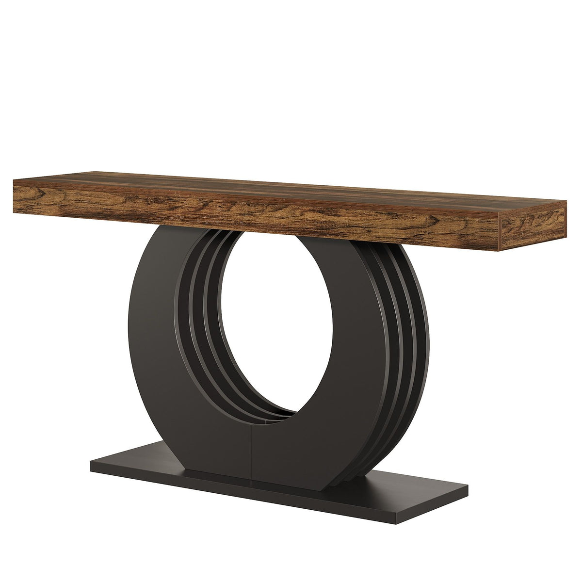 Console Table, Rustic Sofa Table Entryway Table with Circle Base
