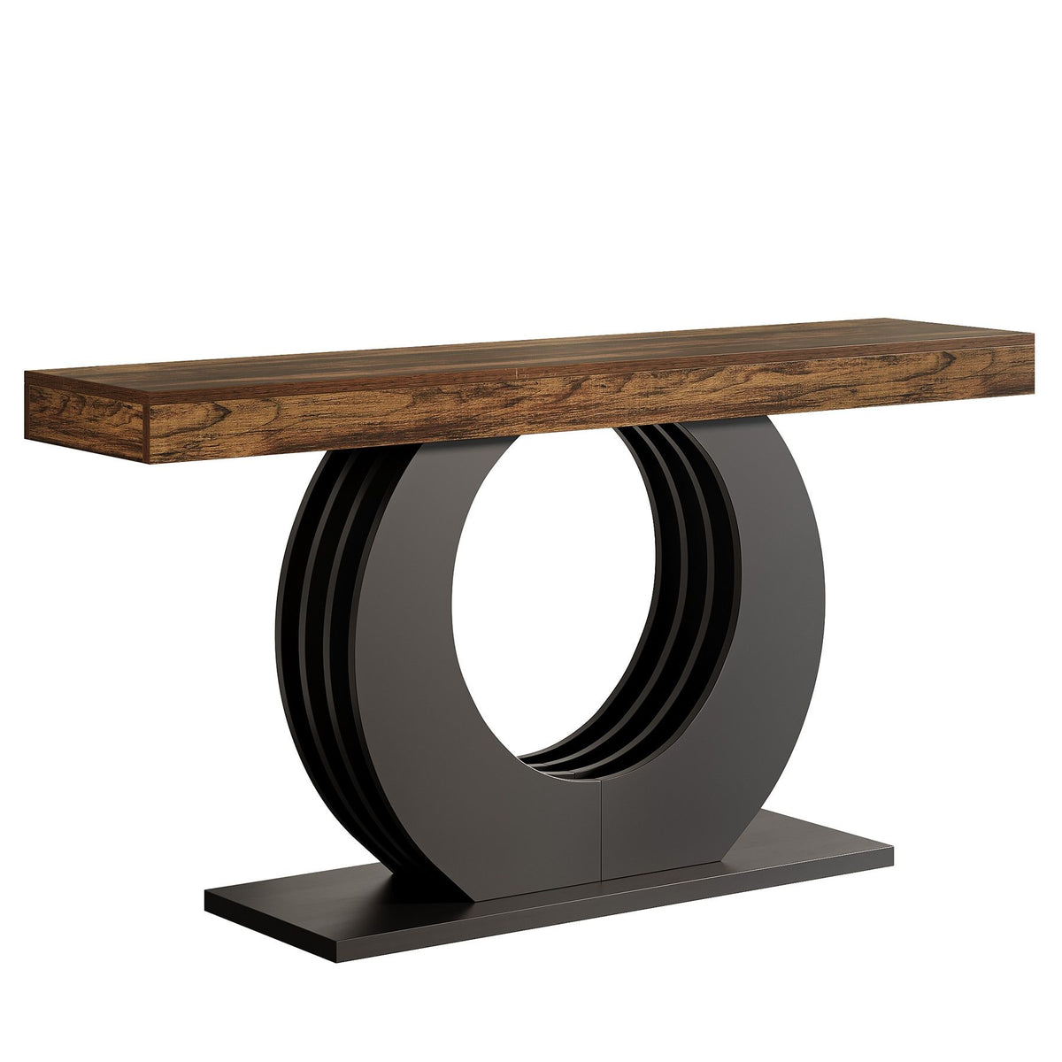 Console Table, Rustic Sofa Table Entryway Table with Circle Base