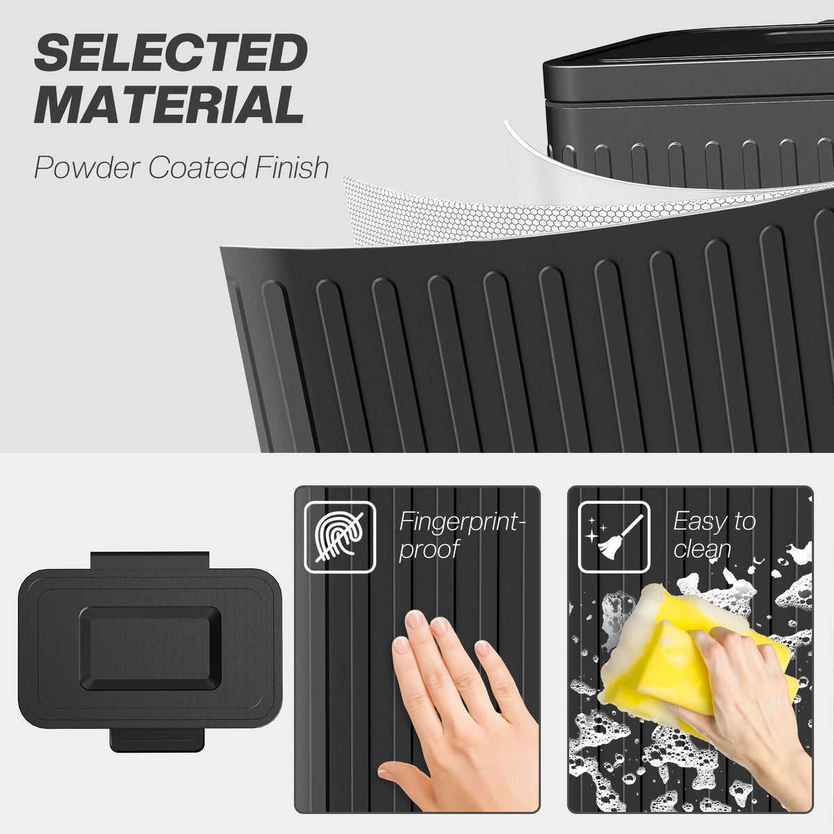 Trash Can with Lid, 2 x 5.3Gal Double Step-On Kitchen Trash Can, Removable Buckets, Black