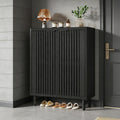 6-Tier Wooden Shoe Cabinet with Louvered Doors & Adjustable Shelves