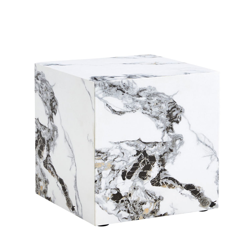 Modern white MDF+sticker material cube stylish texture design coffee table -15.7 inches