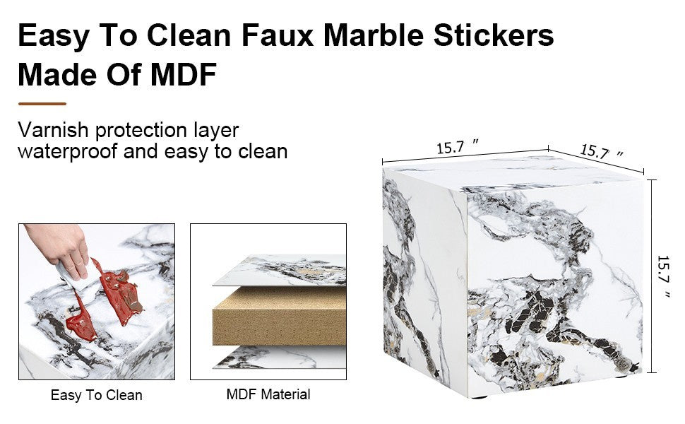 Modern white MDF+sticker material cube stylish texture design coffee table -15.7 inches