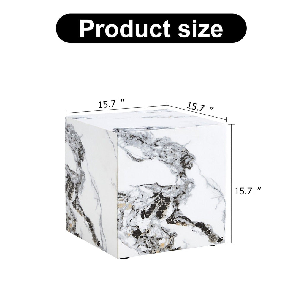 Modern white MDF+sticker material cube stylish texture design coffee table -15.7 inches