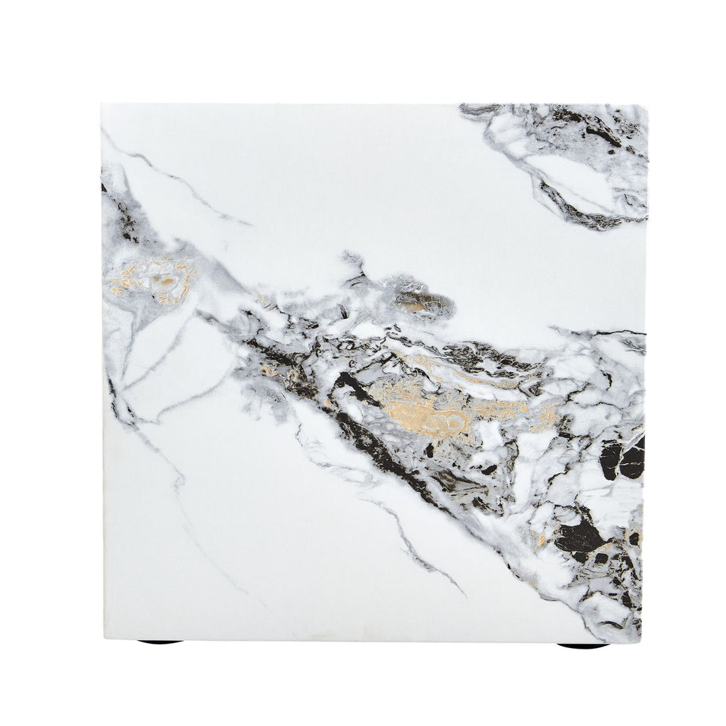 Modern white MDF+sticker material cube stylish texture design coffee table -15.7 inches