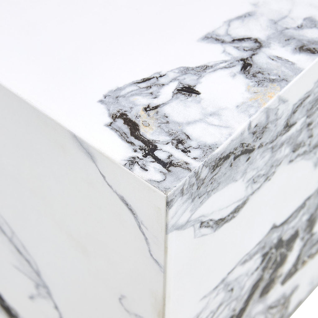 Modern white MDF+sticker material cube stylish texture design coffee table -15.7 inches