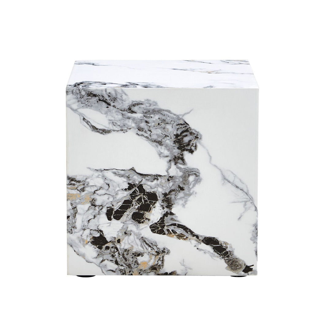 Modern white MDF+sticker material cube stylish texture design coffee table -15.7 inches