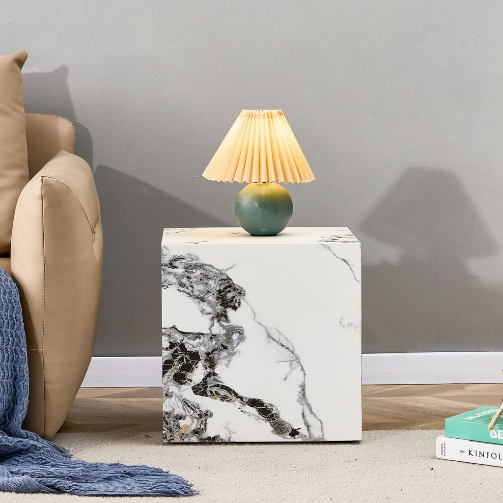 Modern white MDF+sticker material cube stylish texture design coffee table -15.7 inches
