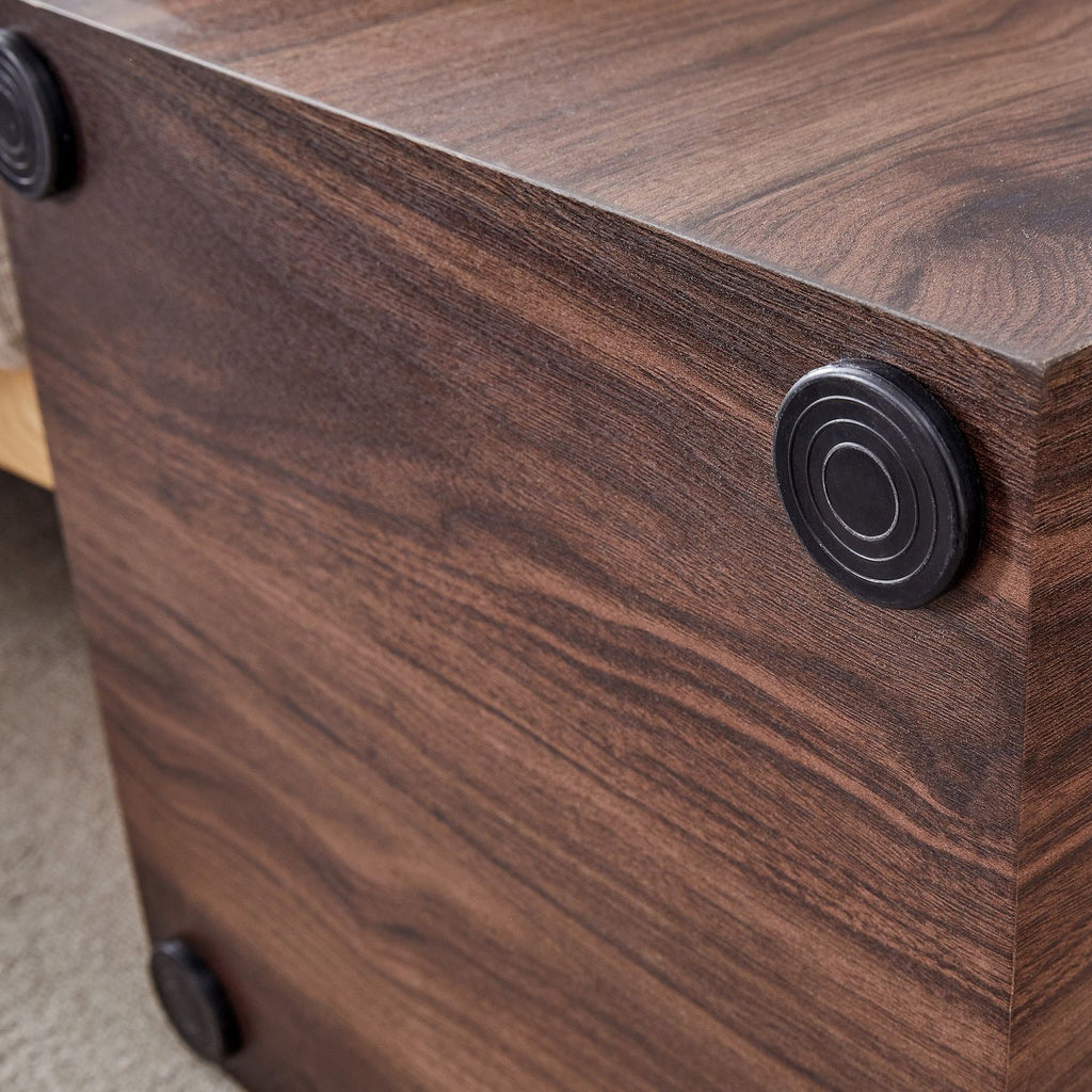 15.7*15.7*15.7 Inch Walnut Wood Grain MDF Coffee Table - Luxurious Design, Perfect Living Room Accent.Cube fashion texture design coffee table, suitable for various situations and scenes.