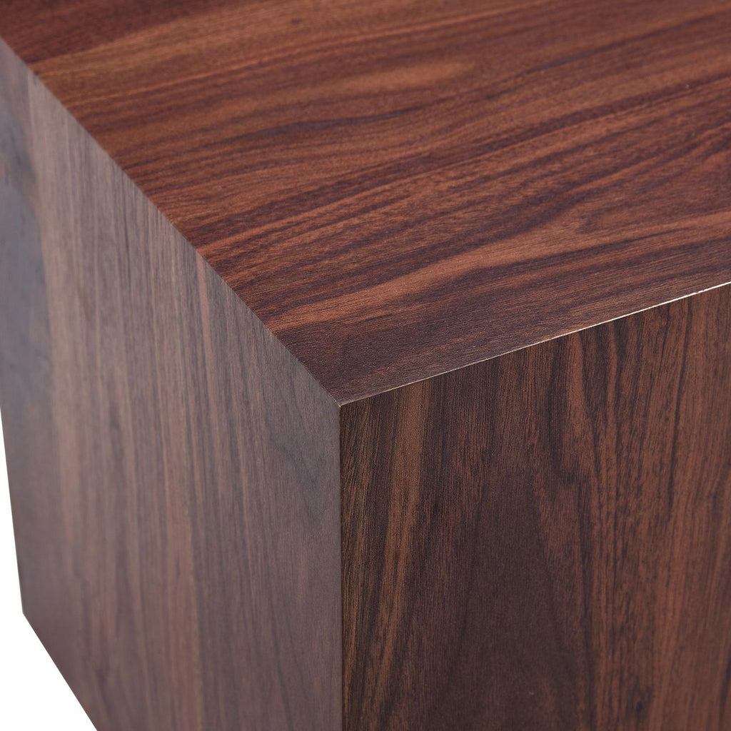 15.7*15.7*15.7 Inch Walnut Wood Grain MDF Coffee Table - Luxurious Design, Perfect Living Room Accent.Cube fashion texture design coffee table, suitable for various situations and scenes.