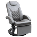 Faux Leather Manual Recliner, Swivel Lounge Chair with Adjustable Backrest, Footrest and Round Base, Gray