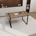 59 " dining table modern industrial rectangular MDF light wood , 4-6 people, 1.5" thick engineering wood tabletop and black rectangular metal legs, used for home & kitchen