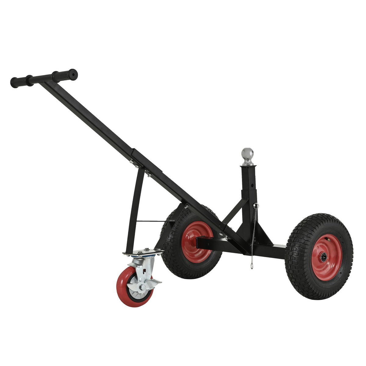Versatile Heavy Duty Tri-Wheels 1100lbs Trailer Dolly Load Capacity, Trailer Mover, with 2" Hitch Ball, 18''-25'' Adjustable Height. Moving Trailer, RV,Boat, Farming Equipments, Black