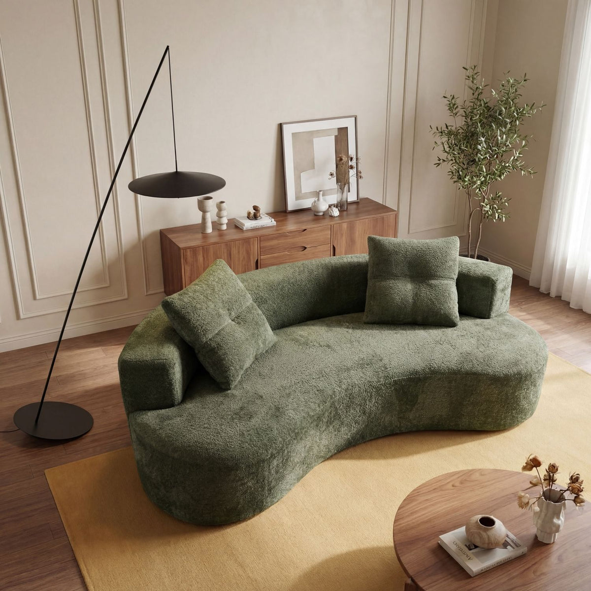 80" 3 Seater Couch for Living Room, Boneless Couch with 2 Pillows,Upholstered Floor Sofa