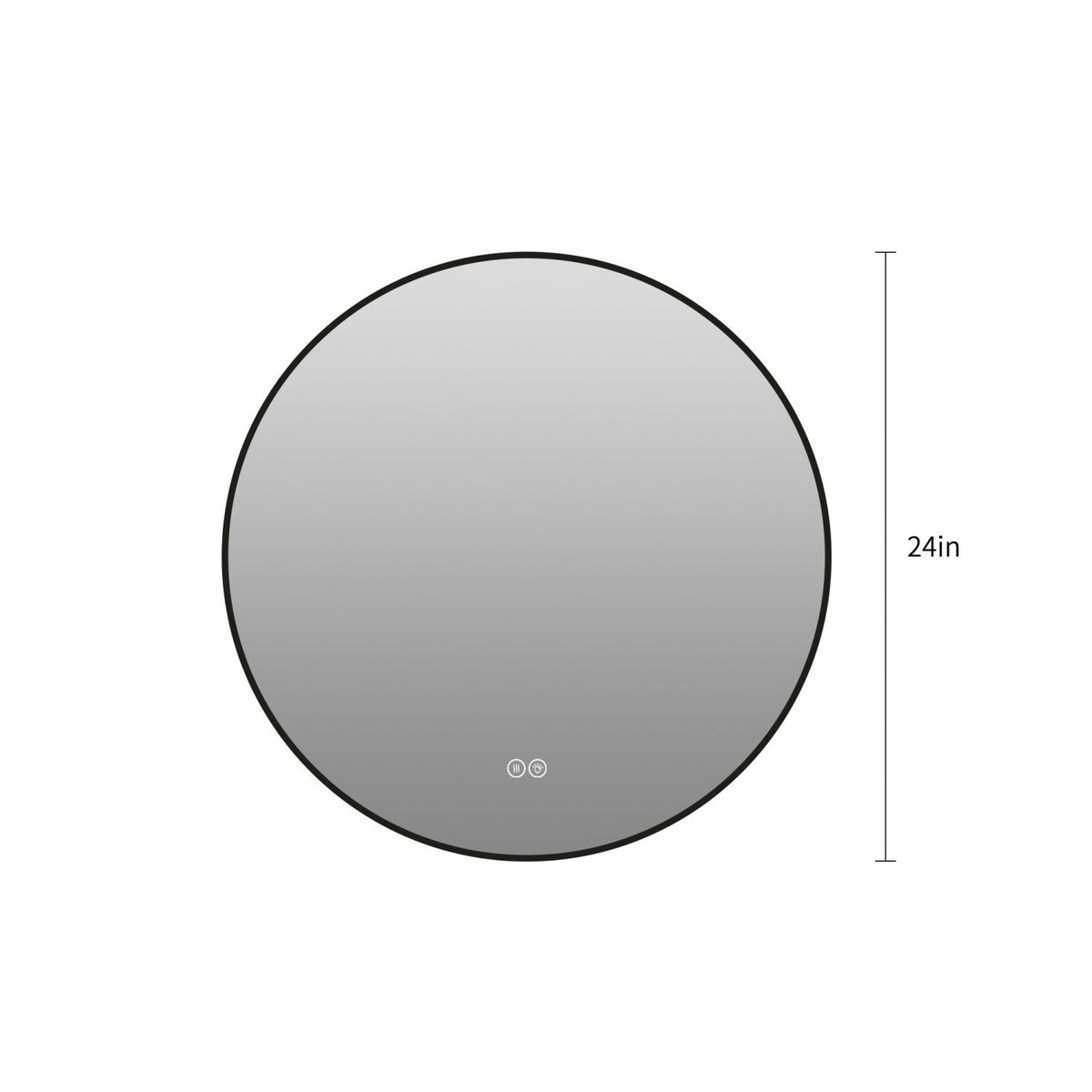 24" Round Black Aluminum Framed Dimmable LED Bathroom Mirror with Anti-Fog