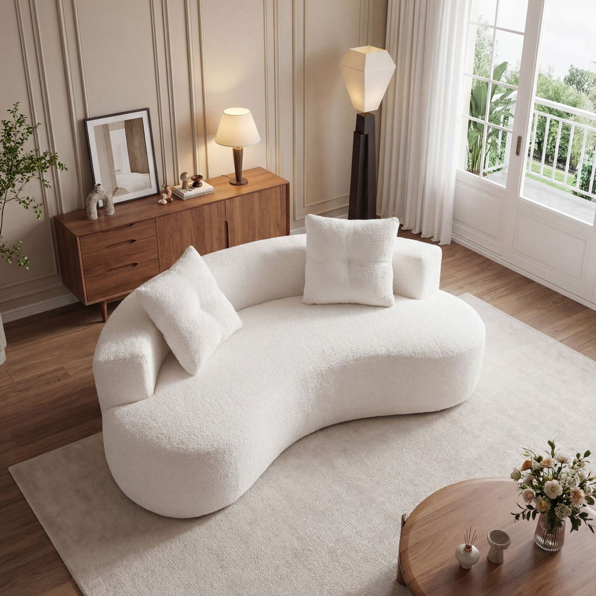 80" 3 Seater Couch for Living Room, Boneless Couch with 2 Pillows,Upholstered Floor Sofa