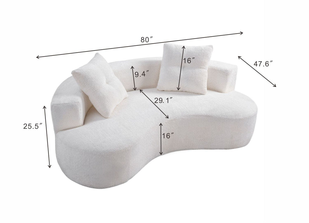 80" 3 Seater Couch for Living Room, Boneless Couch with 2 Pillows,Upholstered Floor Sofa