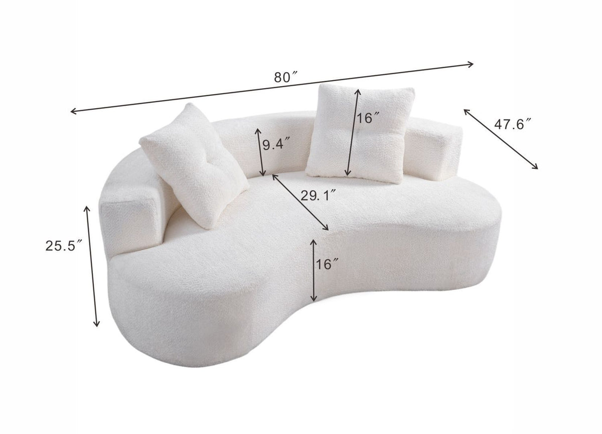 80" 3 Seater Couch for Living Room, Boneless Couch with 2 Pillows,Upholstered Floor Sofa