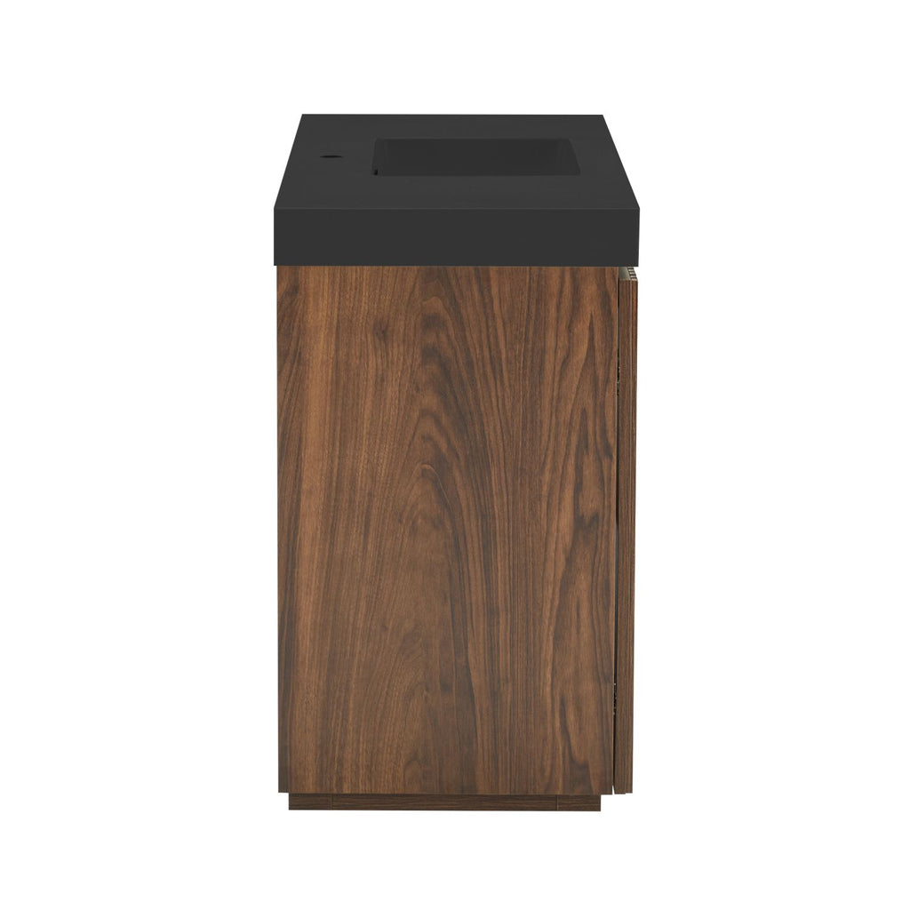 GALAN 48F" Winston Walnut Bathroom Vanity with Sink, Large Storage Freestanding Bathroom Vanity for Modern Bathroom, One-Piece Black Sink Basin without Drain and Faucet, KD