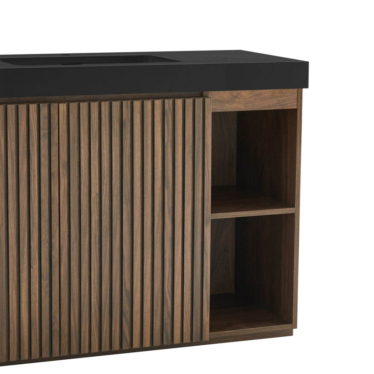 GALAN 48F" Winston Walnut Bathroom Vanity with Sink, Large Storage Freestanding Bathroom Vanity for Modern Bathroom, One-Piece Black Sink Basin without Drain and Faucet, KD