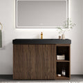 GALAN 48F" Winston Walnut Bathroom Vanity with Sink, Large Storage Freestanding Bathroom Vanity for Modern Bathroom, One-Piece Black Sink Basin without Drain and Faucet, KD