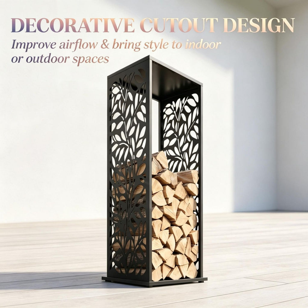 Sturdy Fireplace Log Holder,Log Storage Tower,Freestanding Log Holder,Aesthetic Firewood Caddy