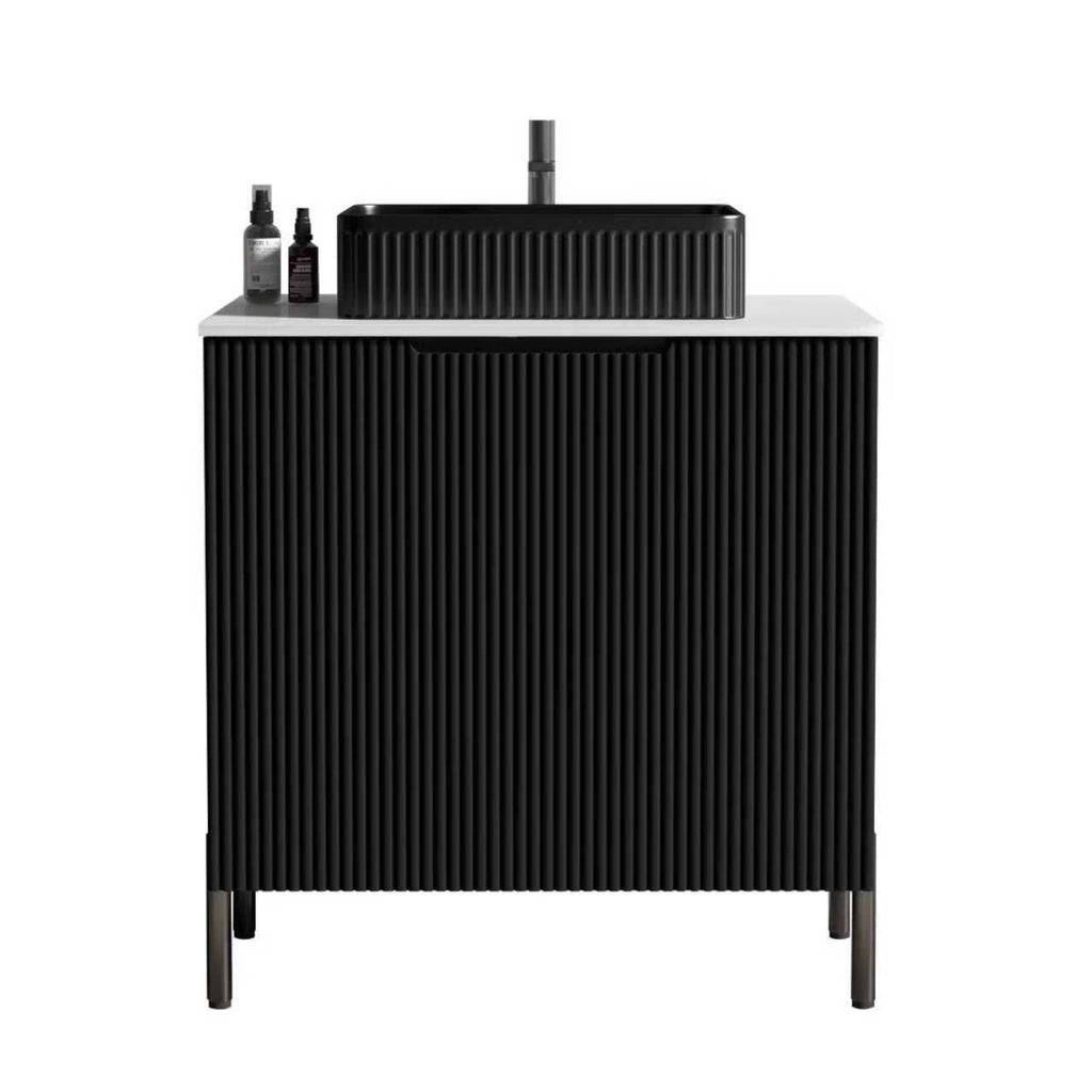 TORINO30F" Bathroom Vanity with Sink, Large Storage Freestanding Bathroom Vanity for Modern Bathroom, One-Piece Black Sink Basin without Drain and Faucet, KD