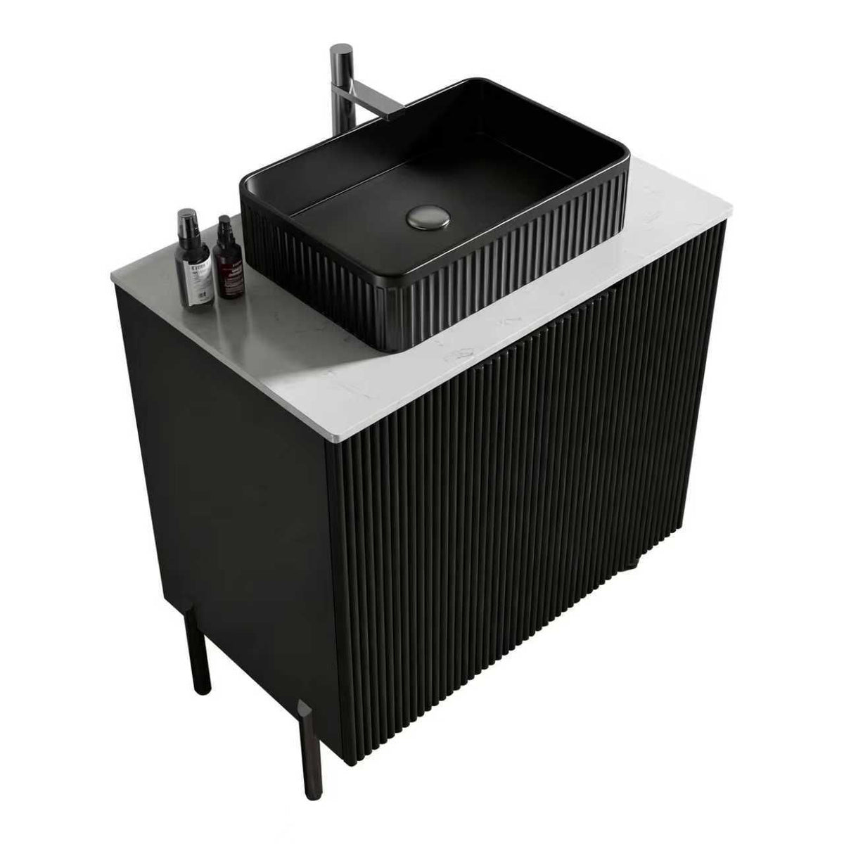 TORINO30F" Bathroom Vanity with Sink, Large Storage Freestanding Bathroom Vanity for Modern Bathroom, One-Piece Black Sink Basin without Drain and Faucet, KD