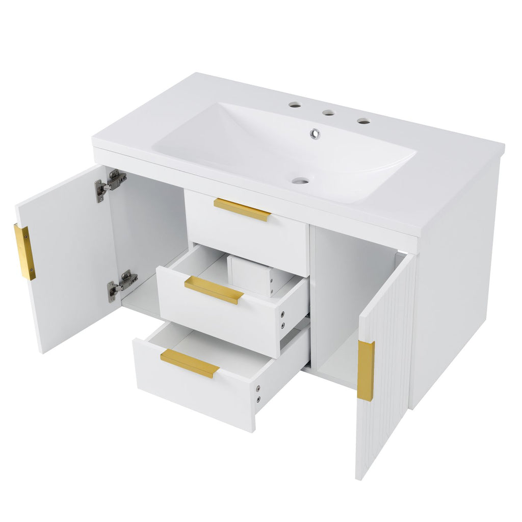 36'' Wall Mounted Bathroom Vanity, Floating Bathroom Storage Cabinet with 2 Drawers (Same as N710S236003K)