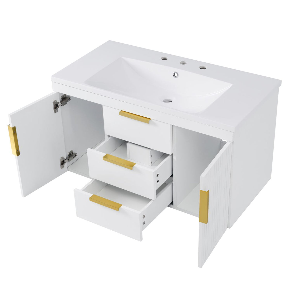 36'' Wall Mounted Bathroom Vanity, Floating Bathroom Storage Cabinet with 2 Drawers (Same as N710S236003K)