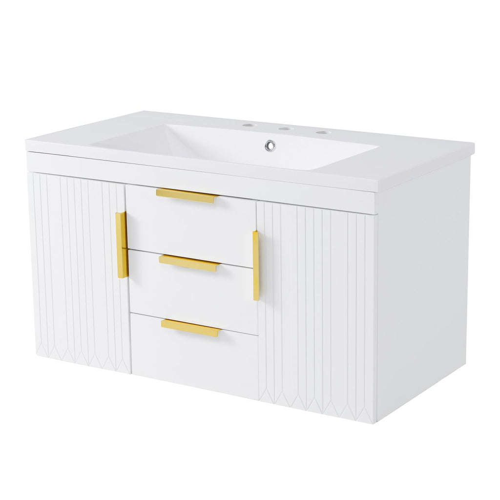 36'' Wall Mounted Bathroom Vanity, Floating Bathroom Storage Cabinet with 2 Drawers (Same as N710S236003K)